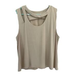 The Hour Piper Asymmetrical Neckline Taupe Tank Top size Large